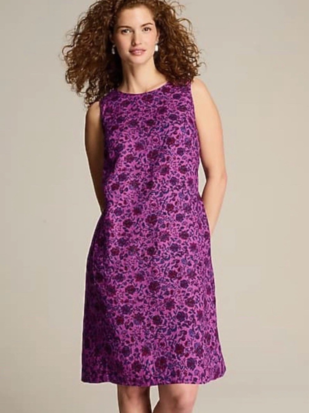 J. Jill Linen Shift Dress 2X NWT Pink Floral Sleeveless BNWT